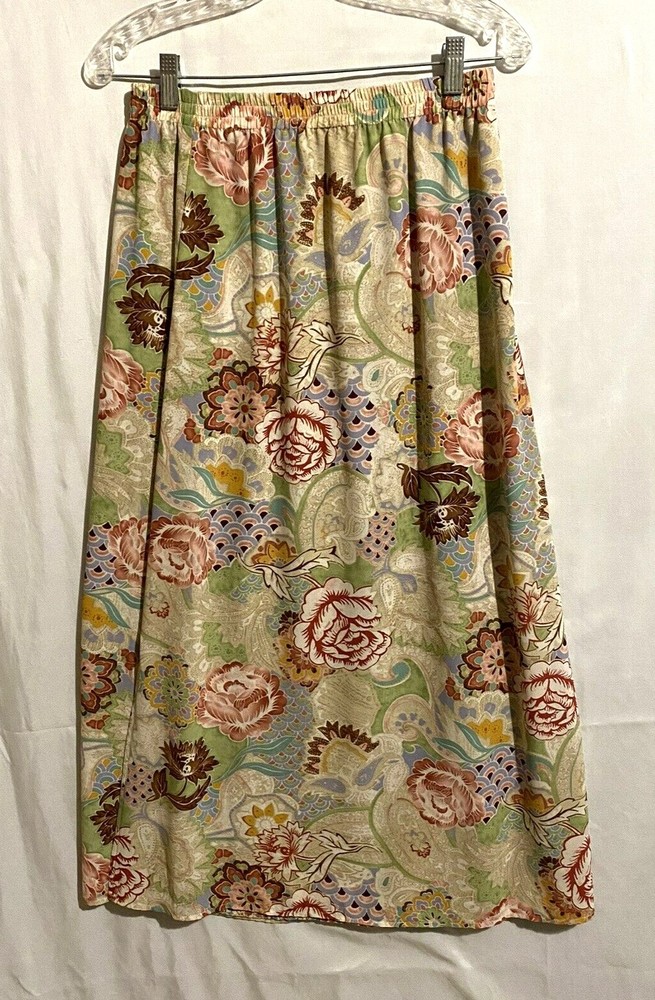 Pendleton Maxi Skirt S Womens Green Multicolor Floral Summer Lightweight Slits
